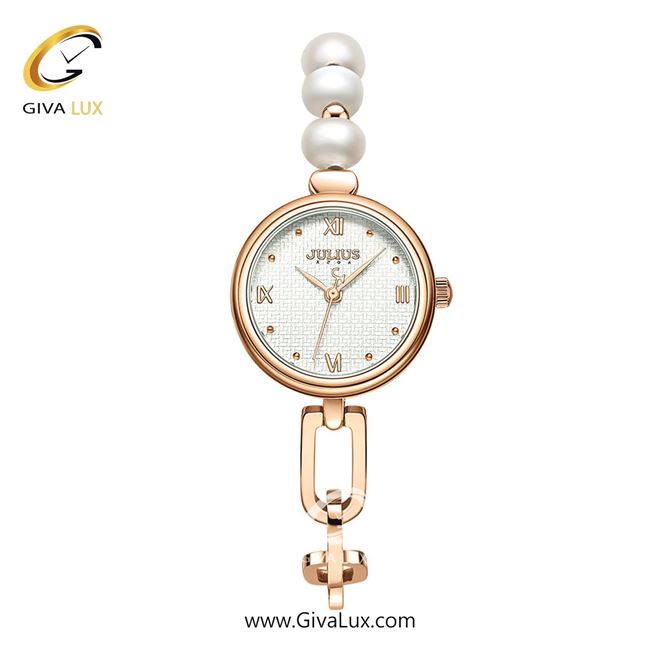 ساعت مچی اورجینال زنانه جولیوس رزگلد | سفید صدفی-رزگلد| نقره ای| کد رفرنس JA-1372A