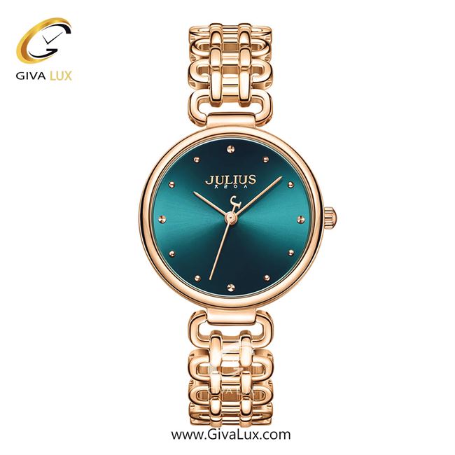 ساعت مچی اورجینال زنانه جولیوس رزگلد | رزگلد| سبزآبی| کد رفرنس JA-1374B