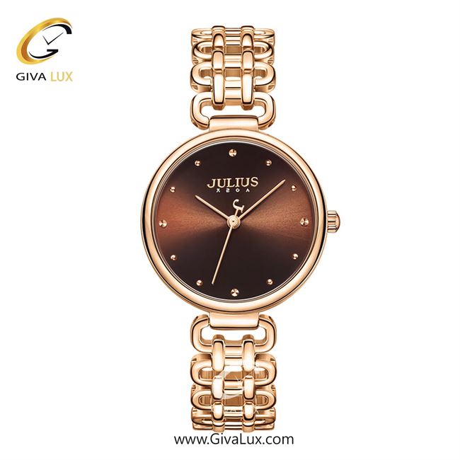 ساعت مچی اورجینال جولیوس زنانه رزگلد | رزگلد | قهوه ای | کد رفرنس JA-1374D