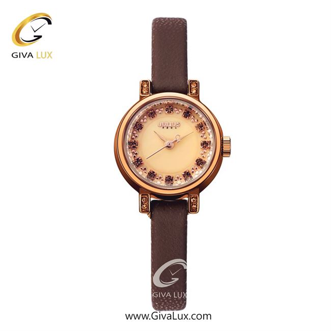 ساعت مچی اورجینال جولیوس زنانه رزگلد | قهوه ای | طلایی | کد رفرنس JA-1382C