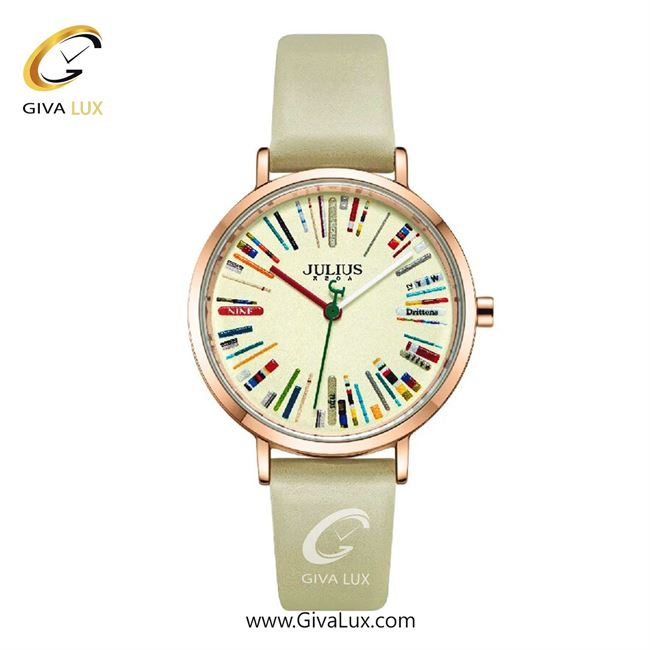 ساعت مچی اورجینال جولیوس زنانه رزگلد | بژ -کرم | زرد | کد رفرنس JA-1386A