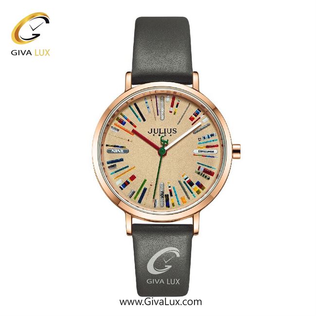 ساعت مچی اورجینال جولیوس زنانه رزگلد | طوسی | رزگلد | کد رفرنس JA-1386B