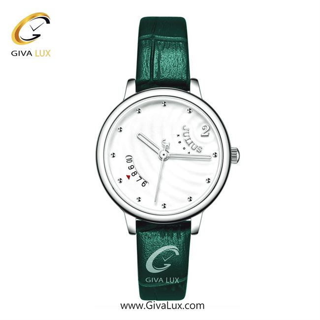 ساعت مچی اورجینال زنانه جولیوس نقره ای | سبز| سفید صدفی| کد رفرنس JA-1391LA