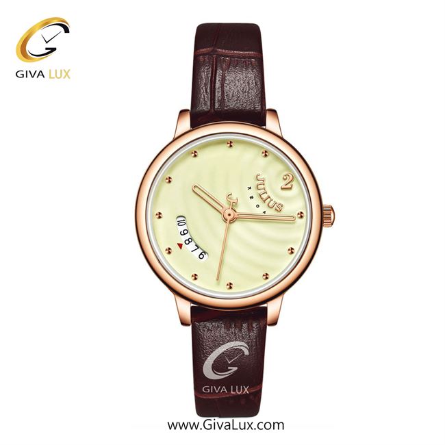 ساعت مچی اورجینال زنانه جولیوس رزگلد | قهوه ای| کرم| کد رفرنس JA-1391LC