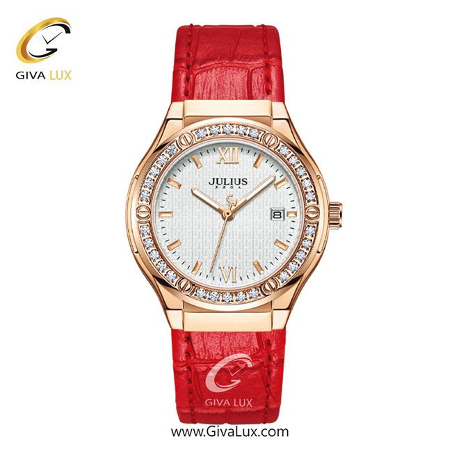 ساعت مچی اورجینال جولیوس زنانه رزگلد | قرمز | نقره ای | کد رفرنس JA-1395B