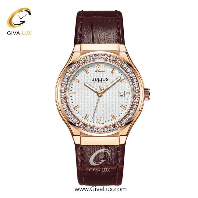 ساعت مچی اورجینال زنانه جولیوس طلایی | قهوه ای| نقره ای| کد رفرنس JA-1395D
