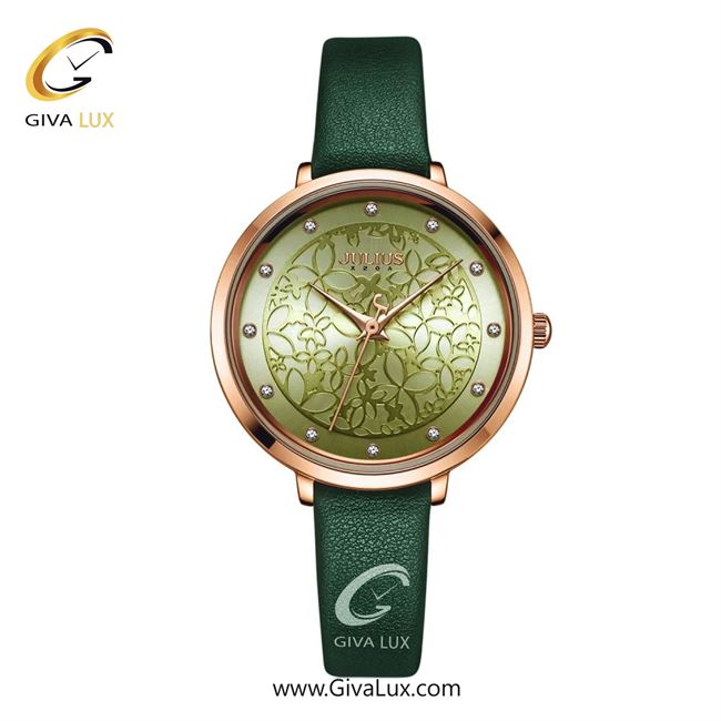 ساعت مچی اورجینال جولیوس زنانه رزگلد | سبز | زیتونی | کد رفرنس JA-1400C