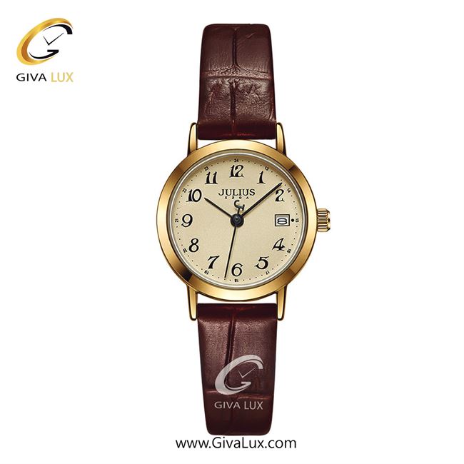 ساعت مچی اورجینال زنانه جولیوس طلایی | قهوه ای| طلایی| کد رفرنس JA-1404C