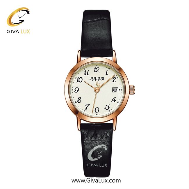 ساعت مچی اورجینال زنانه جولیوس رزگلد | مشکی| کرم| کد رفرنس JA-1404D