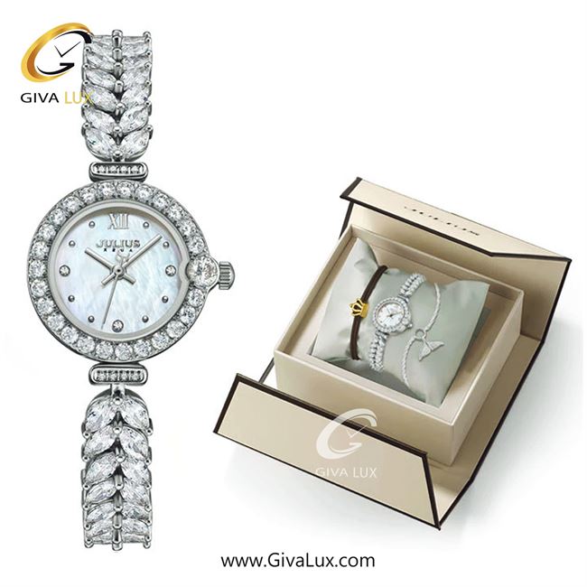 پک هدیه ساعت و دستبند اورجینال زنانه جولیوس نقره ای | نقره ای| نقره ای| کد رفرنس JA-1434A
