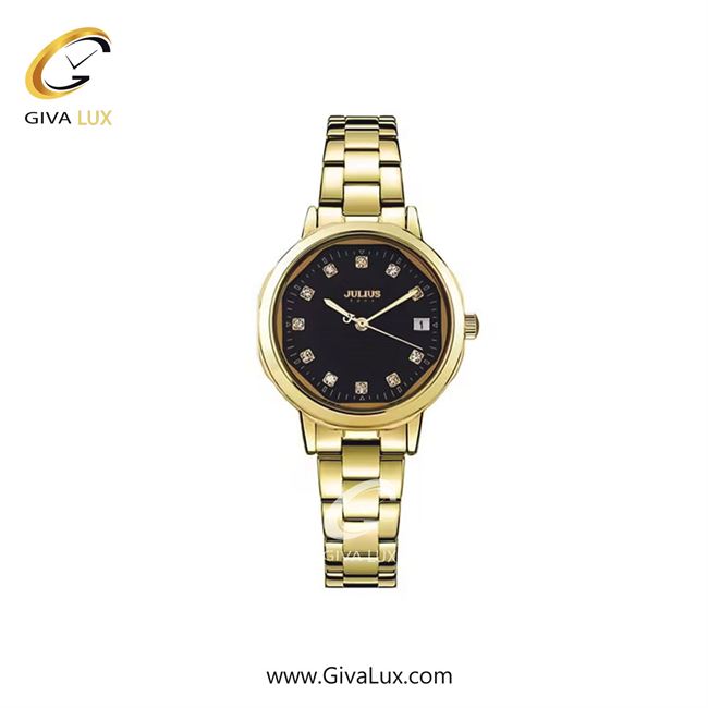 ساعت مچی اورجینال زنانه جولیوس طلایی | طلایی| مشکی| کد رفرنس JA-1469D