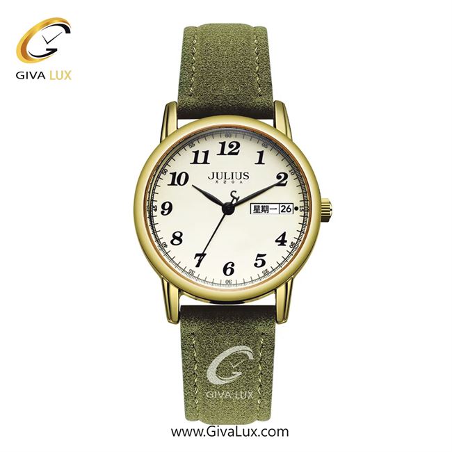 ساعت مچی اورجینال زنانه جولیوس طلایی | سبز| کرم| کد رفرنس JA-1472C