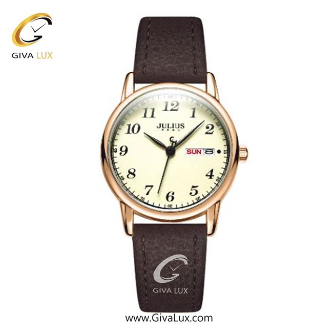 ساعت مچی اورجینال زنانه جولیوس رزگلد | قهوه ای| کرم| کد رفرنس JA-1472E
