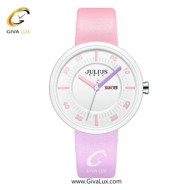 ساعت مچی اورجینال زنانه جولیوس سفید | صورتی-یاسی| سفید| کد رفرنس JA-1492C