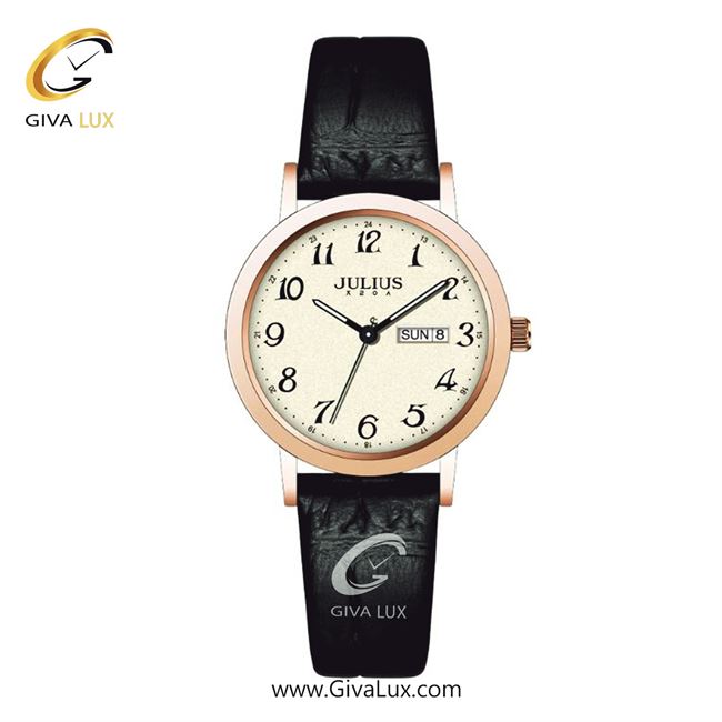 ساعت مچی اورجینال زنانه جولیوس رزگلد | مشکی| کرم| کد رفرنس JA-1528C
