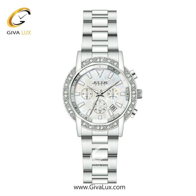 ساعت مچی اورجینال زنانه جولیوس سه موتوره کرنوگراف نقره ای | نقره ای| نقره ای| کد رفرنس JA-1530A