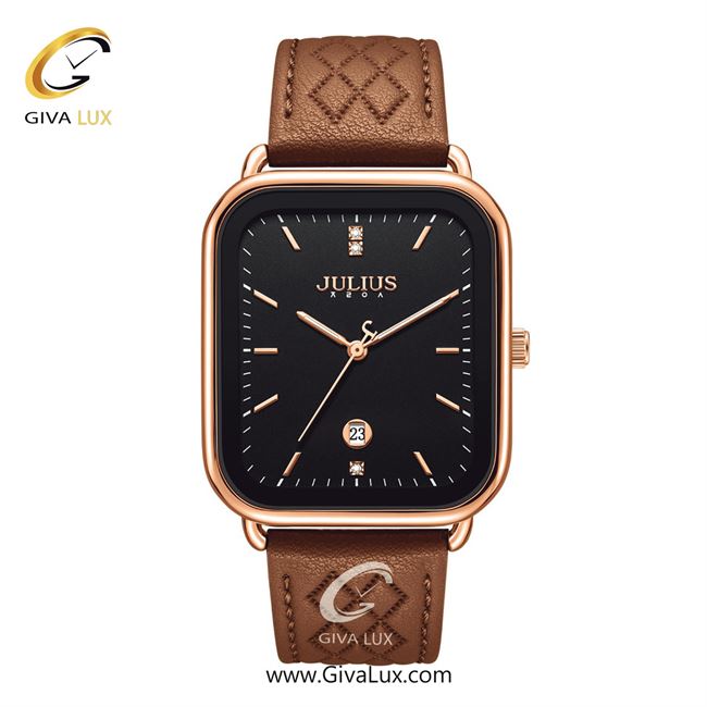 ساعت مچی اورجینال زنانه جولیوس | JULIUS رزگلد | شتری| مشکی| کد رفرنس JA-1531C