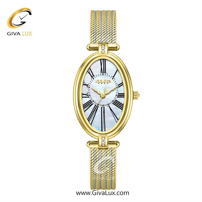 ساعت مچی اورجینال زنانه جولیوس طلایی | طلایی-نقره ای| آبی| کد رفرنس JA-1555B