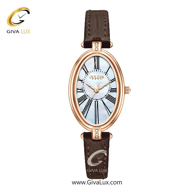 ساعت مچی اورجینال زنانه جولیوس طلایی | قهوه ای| آبی| کد رفرنس JA-1555E