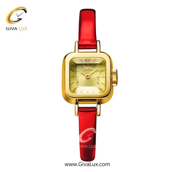 ساعت مچی اورجینال زنانه جولیوس طلایی | قرمز| طلایی| کد رفرنس JA-496B