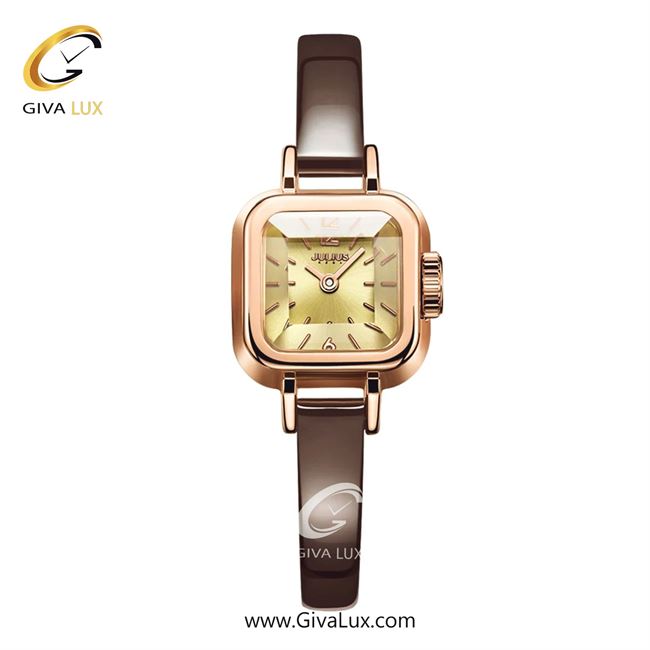 ساعت مچی اورجینال زنانه جولیوس رزگلد | قهوه ای| طلایی| کد رفرنس JA-496C