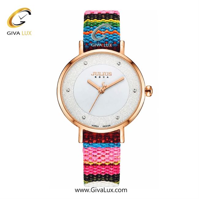 ساعت مچی اورجینال زنانه جولیوس | JULIUS  رزگلد | صورتی-آبی-سفید-زرشکی-سرخابی| سفید| کد رفرنس JA-924D