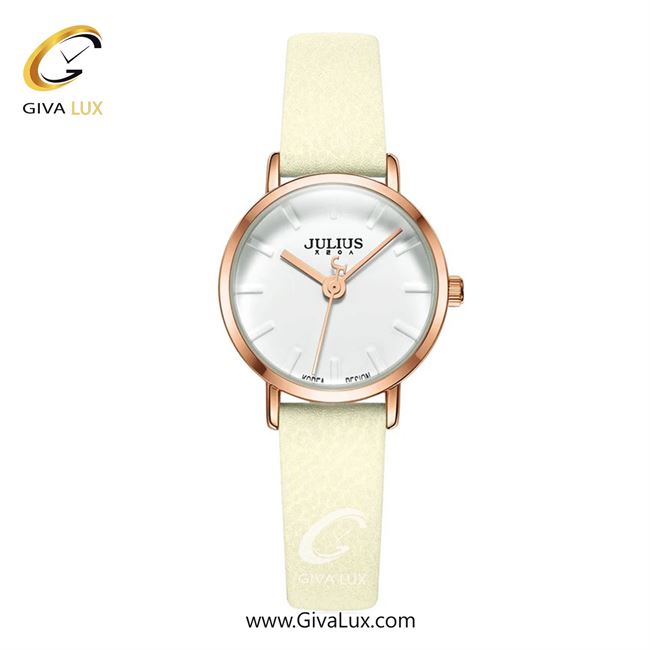 ساعت مچی اورجینال جولیوس زنانه رزگلد | شیری | سفید | کد رفرنس JA-963C