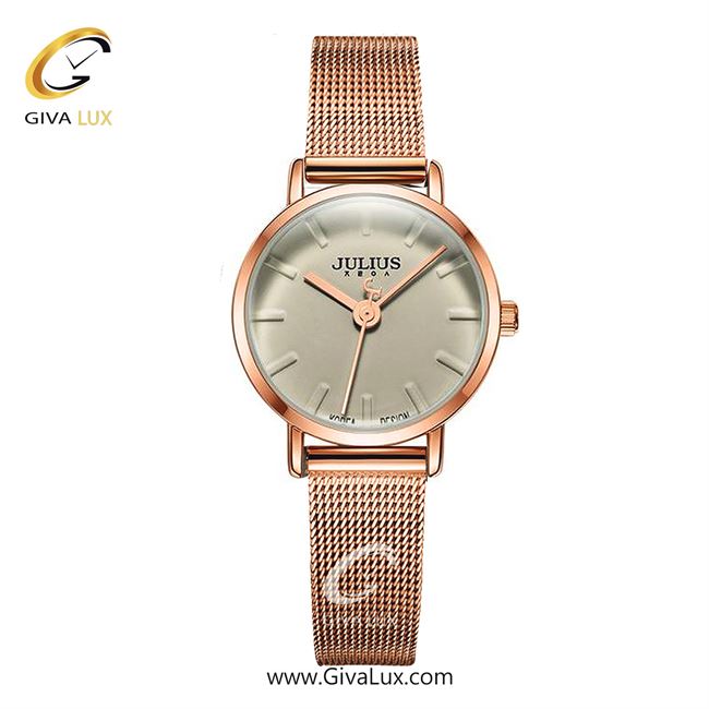 ساعت مچی اورجینال زنانه جولیوس رزگلد | رزگلد| خاکی| کد رفرنس JA-963G