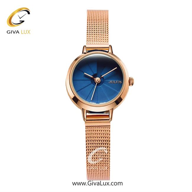 ساعت مچی اورجینال زنانه جولیوس رزگلد | رزگلد| آبی| کد رفرنس JA-979F