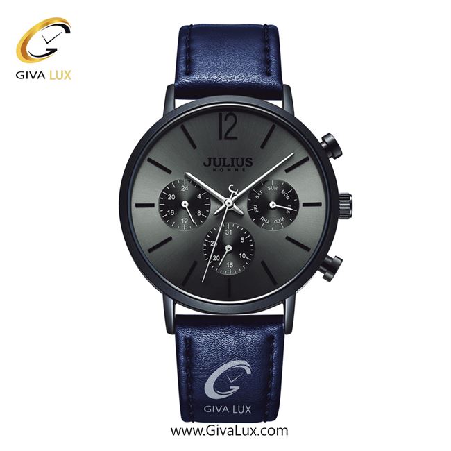 ساعت مچی اورجینال جولیوس مردانه سه موتوره فول تایم مشکی | آبی | مشکی | کد رفرنس JAH-101B