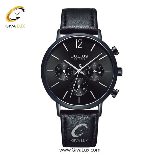 ساعت مچی اورجینال مردانه جولیوس سه موتوره فول تایم مشکی | مشکی| مشکی| کد رفرنس JAH-101D