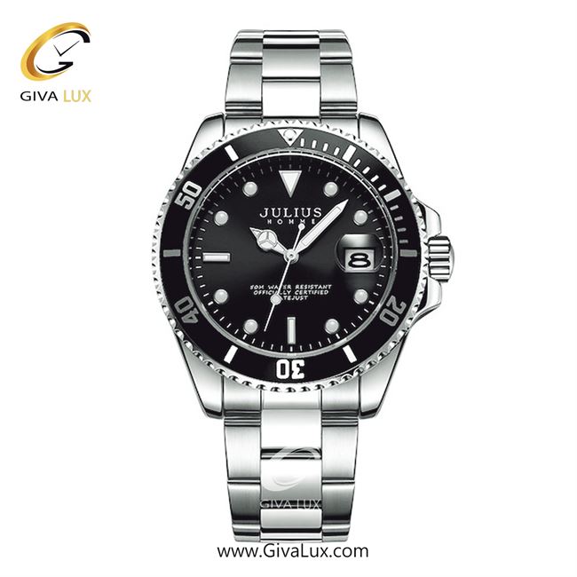ساعت مچی اورجینال مردانه جولیوس نقره ای | نقره ای| مشکی| کد رفرنس JAH-104B