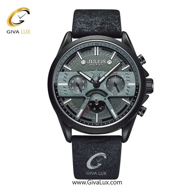 ساعت مچی اورجینال جولیوس مردانه سه موتوره فول تایم مشکی | مشکی | طوسی | کد رفرنس JAH-106C