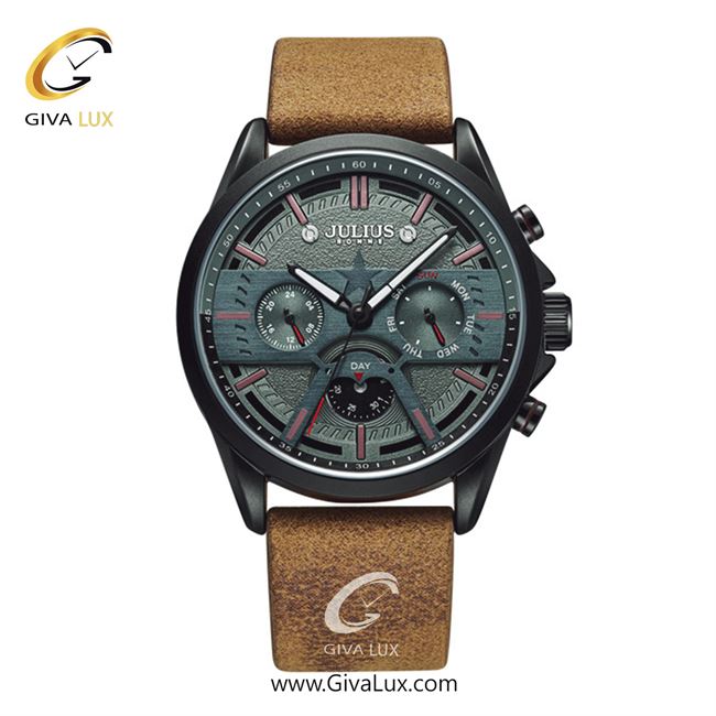 ساعت مچی اورجینال جولیوس مردانه سه موتوره فول تایم مشکی | شتری | طوسی | کد رفرنس JAH-106D