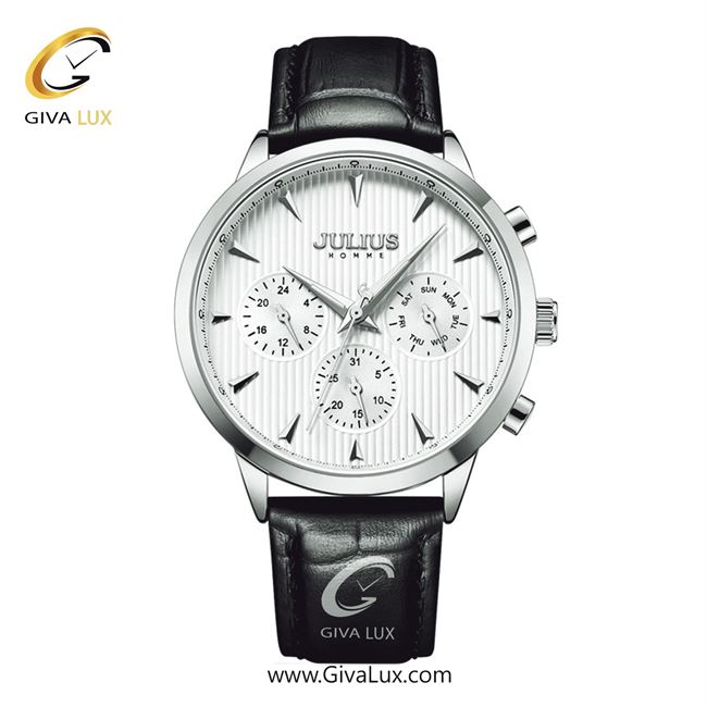 ساعت مچی اورجینال مردانه جولیوس سه موتوره فول تایم نقره ای | مشکی| نقره ای| کد رفرنس JAH-107A
