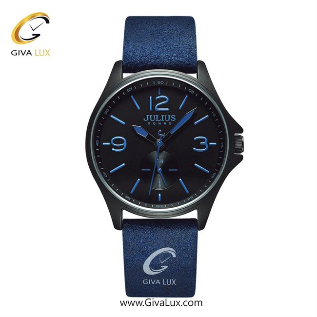 ساعت مچی اورجینال جولیوس مردانه دو زمانه مشکی | آبی | مشکی | کد رفرنس JAH-110D