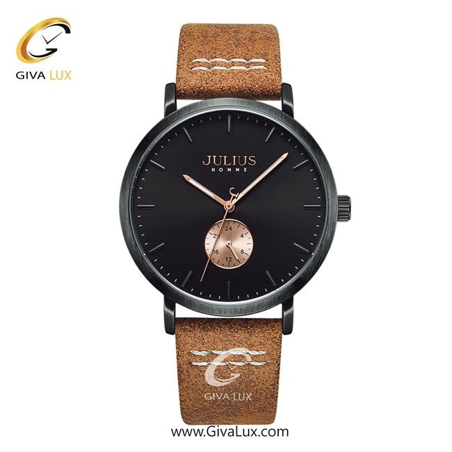 ساعت مچی اورجینال جولیوس مردانه مشکی | نارنجی | مشکی | کد رفرنس JAH-112C