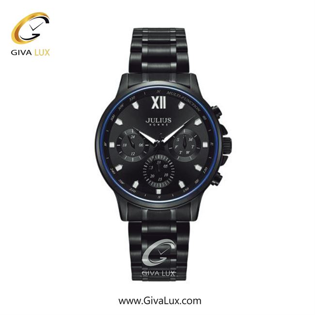 ساعت مچی اورجینال مردانه جولیوس سه موتوره فول تایم مشکی | مشکی| مشکی| کد رفرنس JAH-113D