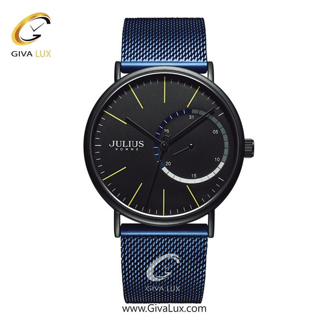 ساعت مچی اورجینال جولیوس مردانه مشکی | آبی | مشکی | کد رفرنس JAH-119C