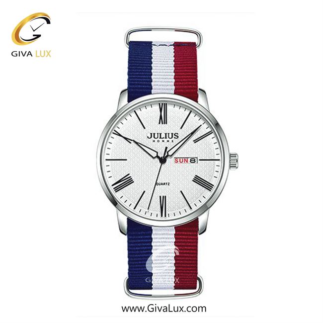 ساعت مچی اورجینال مردانه جولیوس نقره ای | قرمز-سفید-آبی| نقره ای| کد رفرنس JAH-124A