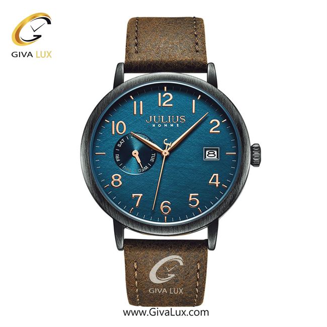 ساعت مچی اورجینال مردانه جولیوس نقره ای | قهوه ای| آبی| کد رفرنس JAH-125C