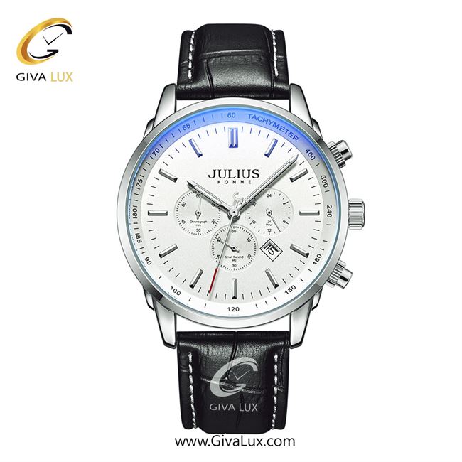 ساعت مچی اورجینال مردانه جولیوس سه موتوره کرنوگراف نقره ای | مشکی| نقره ای| کد رفرنس JAH-133A