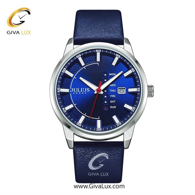 ساعت مچی اورجینال جولیوس مردانه نقره ای | آبی | آبی | کد رفرنس JAH-137A