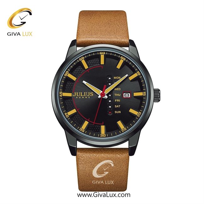 ساعت مچی اورجینال جولیوس مردانه مشکی | شتری | مشکی | کد رفرنس JAH-137C