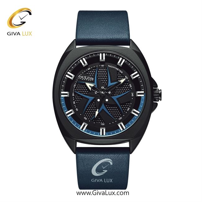 ساعت مچی اورجینال جولیوس مردانه مشکی | آبی | مشکی | کد رفرنس JAH-138A