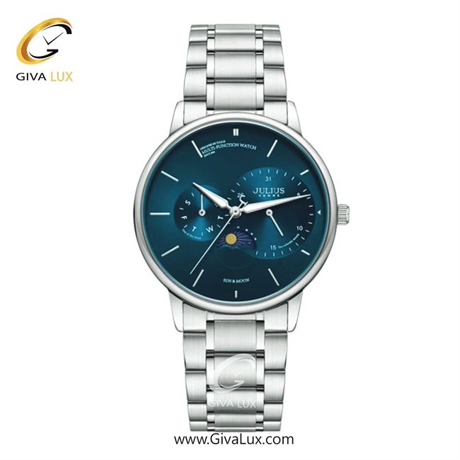 ساعت مچی اورجینال جولیوس مردانه نقره ای | نقره ای | آبی | کد رفرنس JAH-139B