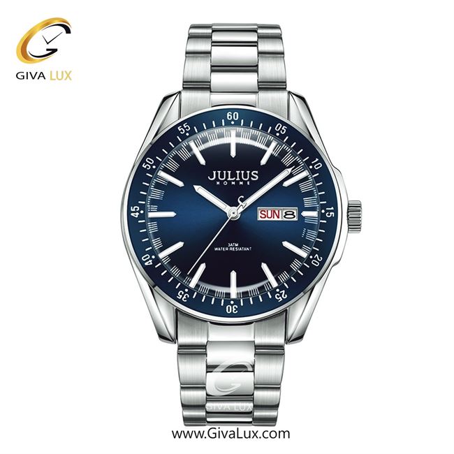 ساعت مچی اورجینال مردانه جولیوس نقره ای | نقره ای| سرمه ای| کد رفرنس JAH-142B