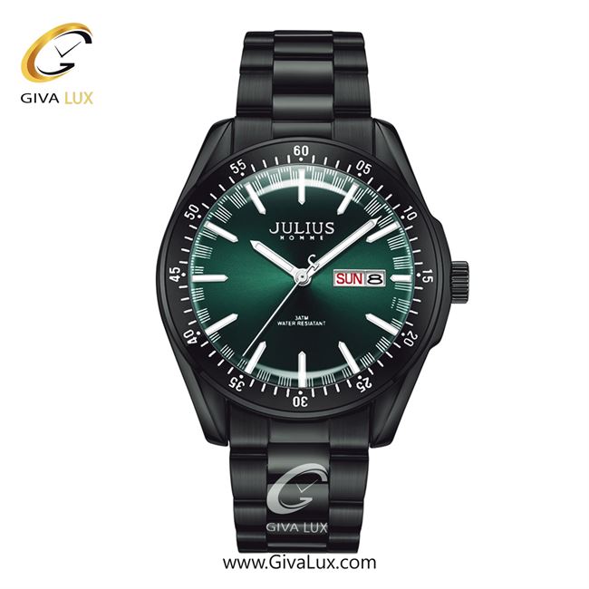 ساعت مچی اورجینال مردانه جولیوس مشکی | مشکی| سبز یشمی تیره| کد رفرنس JAH-142D