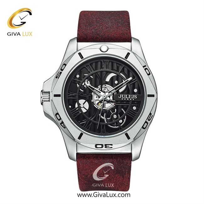 ساعت مچی اورجینال جولیوس مردانه نقره ای | زرشکی | مشکی | کد رفرنس JAH-145A