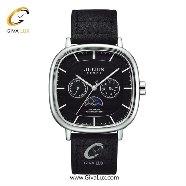 ساعت مچی اورجینال مردانه جولیوس سه موتوره فول تایم نقره ای | مشکی| مشکی| کد رفرنس JAH-149A